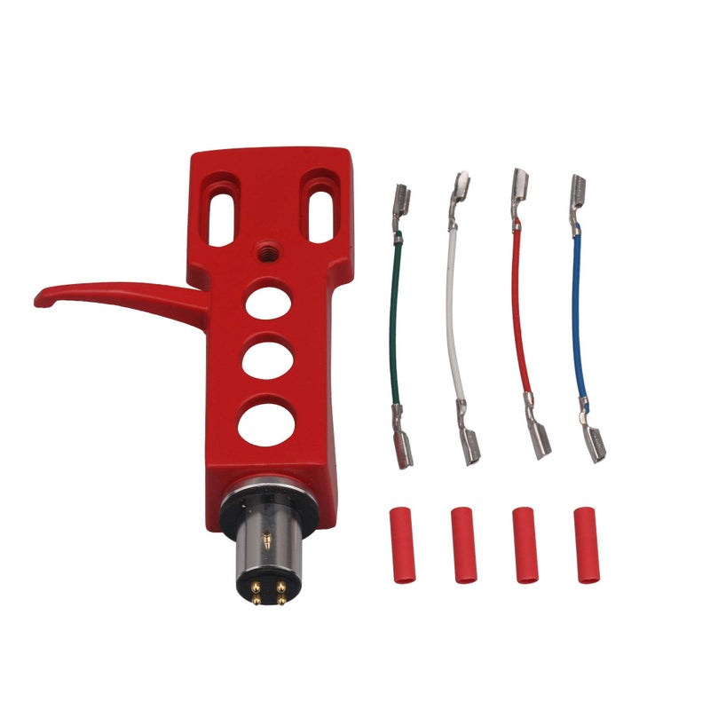 Mxfans Red Record Player Phonograph Cartridge Head Shell H-4 Headshell with 4 Wires - Image 1